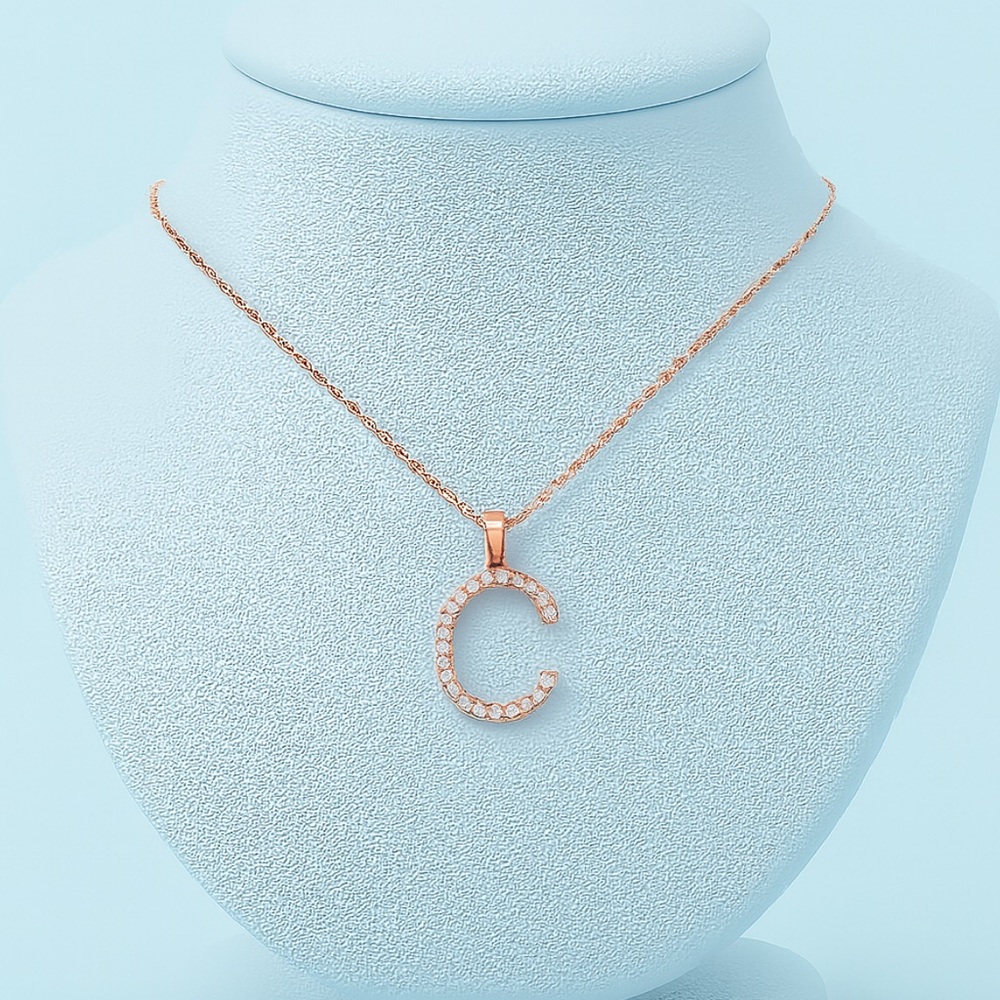 Rose Gold C Letter Necklace